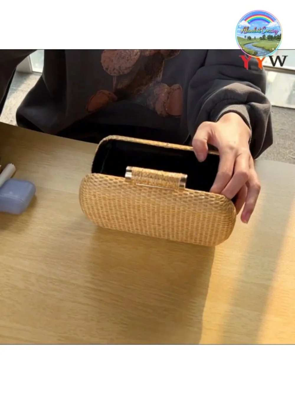 Natural Straw Clutch Purse Women Woven Evening Handbag Wedding Party Beach
